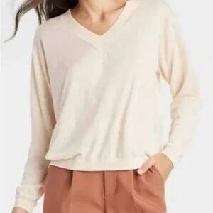 a new day V-Neck Cream Sweater